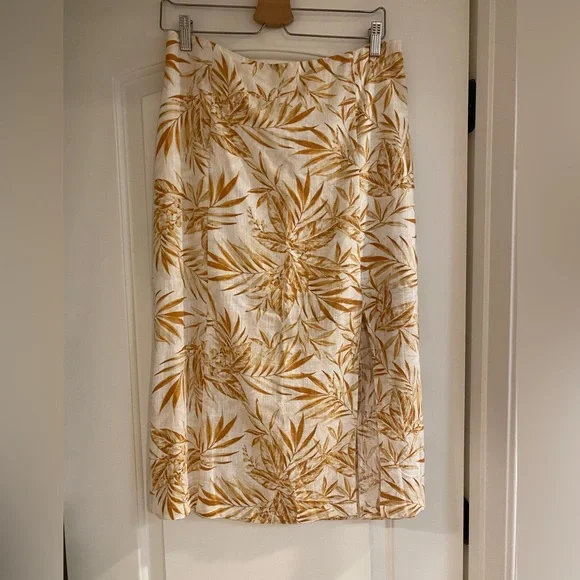 Lost & Wander Linen Blend Midi Skirt Tropical Print - Picture 2 of 12